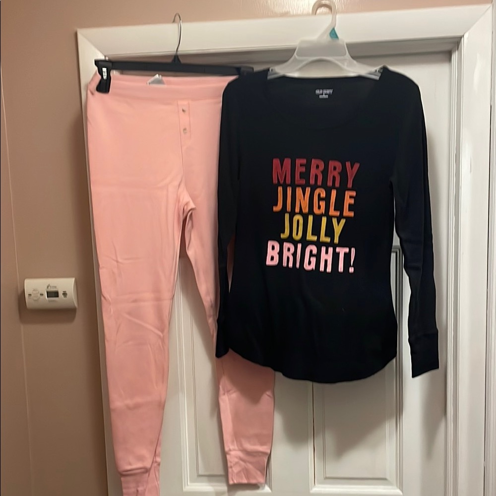 Merry Jingle Jolly Bright women’s Pajamas - Black and Pink